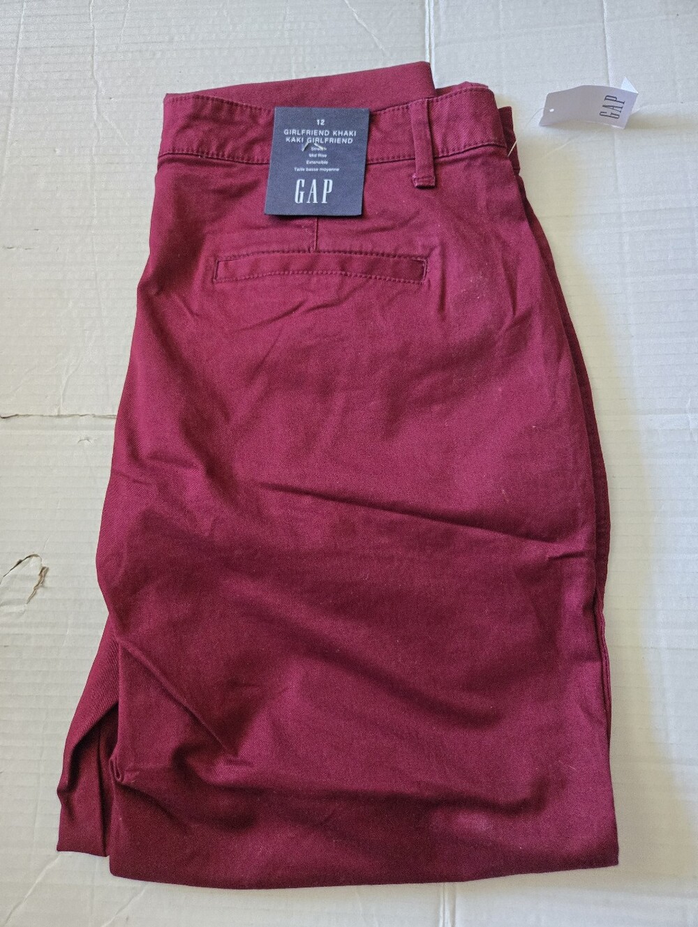 Gap Women's "Girlfriend Khaki" Burgundy Pants Size 12